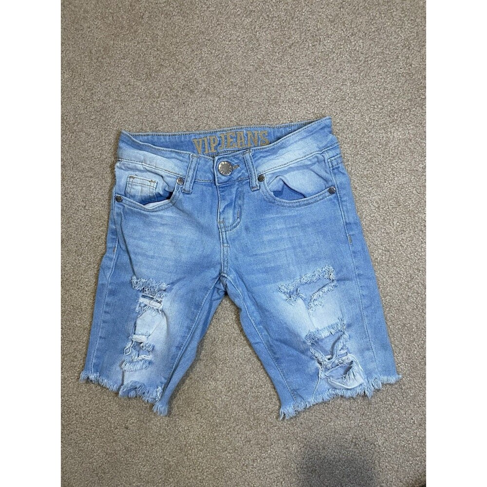 VIP Jeans Distressed Cut Off Denim Shorts Light Wash Women's Size 00